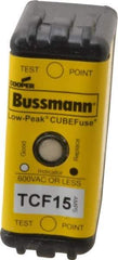 Cooper Bussmann - 300 VDC, 600 VAC, 15 Amp, Time Delay General Purpose Fuse - Plug-in Mount, 1-7/8" OAL, 100 at DC, 200 (CSA RMS), 300 (UL RMS) kA Rating - Apex Tool & Supply