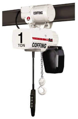 Coffing - 1 Ton Capacity, 16 FPM Lift Speed, 115/230 Volt, Hoist with Motorized Trolley - 1 Output hp, 20' Max Lift, 17-15/16" Min Headroom, 1 Chain - Apex Tool & Supply