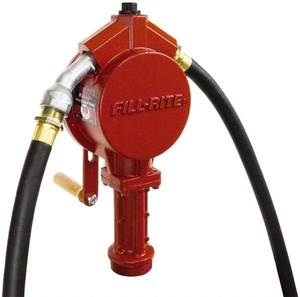 Tuthill - 3/4" Outlet, Cast Aluminum Hand Operated Rotary Pump - 12.8 oz per Stroke, 24" OAL, For Gasoline, Diesel Fuel, Lightweight Oil & Kerosene - Apex Tool & Supply