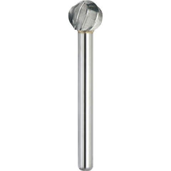 Made in USA - 9.5mm Cut Diam, 0.2362" Shank Diam, Ball Head Aluma Cut Burr - Carbide, 8mm LOC, 53mm OAL - Apex Tool & Supply