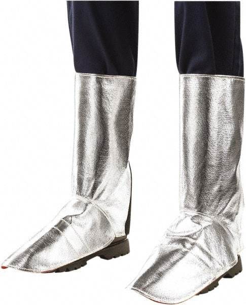 Steiner - Men's 9 Aluminized Spats - 15" High, Plain Toe, Aluminized Kevlar Upper, Silver - Apex Tool & Supply
