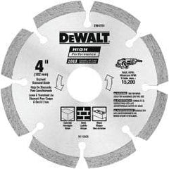 DeWALT - 4" Diam, 5/8 & 7/8" Arbor Hole Diam, 8 Tooth Wet & Dry Cut Saw Blade - Diamond-Tipped, Straight Action, Standard Round Arbor - Apex Tool & Supply
