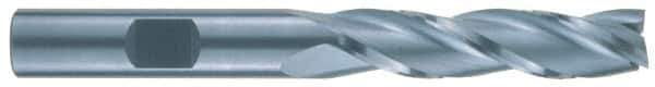 RobbJack - 7/16", 1-3/4" LOC, 7/16" Shank Diam, 3-3/4" OAL, 3 Flute, Solid Carbide Square End Mill - Single End, Uncoated, Spiral Flute, 30° Helix, Centercutting, Right Hand Cut, Right Hand Flute, Series TL-303 - Apex Tool & Supply