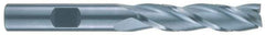 RobbJack - 7/16", 1-3/4" LOC, 7/16" Shank Diam, 3-3/4" OAL, 3 Flute, Solid Carbide Square End Mill - Single End, Uncoated, Spiral Flute, 30° Helix, Centercutting, Right Hand Cut, Right Hand Flute, Series TL-303 - Apex Tool & Supply