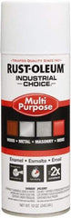 Rust-Oleum - White, Flat, Enamel Spray Paint - 8 to 12 Sq Ft per Can, 16 oz Container, Use on Drums, Equipment & Color Coding, Furniture, Ladders, Lockers, Motors, Stenciling, Tools - Apex Tool & Supply