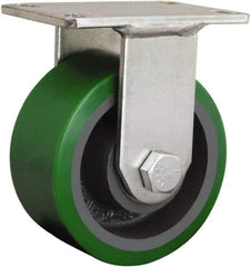 Hamilton - 8" Diam x 2-3/4" Wide, Iron Rigid Caster - 2,500 Lb Capacity, Top Plate Mount, 5-1/4" x 7-1/4" Plate, Straight Roller Bearing - Apex Tool & Supply