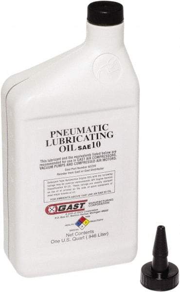 Gast - 1 Qt Air Compressor Lubricating Oil - Use with Gast Lubricated Vacuum Pumps, Air Compressors and Air Motors - Apex Tool & Supply