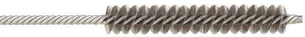 Made in USA - 1/4" Diam Helical Stainless Steel Tube Brush - Double Spiral, 0.005" Filament Diam, 1-1/2" Brush Length, 4" OAL, 0.091" Diam Stainless Steel Shank - Apex Tool & Supply