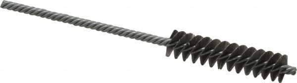 Made in USA - 3/8" Diam Helical Steel Tube Brush - Double Spiral, 0.005" Filament Diam, 1-1/2" Brush Length, 4" OAL, 1/8" Diam Galvanized Steel Shank - Apex Tool & Supply