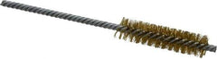 Made in USA - 1/2" Diam Helical Brass Tube Brush - Double Spiral, 0.006" Filament Diam, 2" Brush Length, 5" OAL, 0.162" Diam Galvanized Steel Shank - Apex Tool & Supply