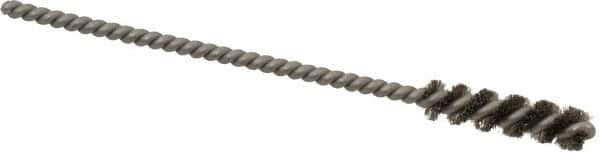 Made in USA - 1/4" Diam Helical Stainless Steel Tube Brush - 0.004" Filament Diam, 1" Brush Length, 3-1/2" OAL, 0.11" Diam Stainless Steel Shank - Apex Tool & Supply