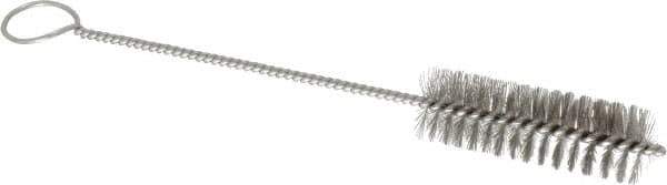 PRO-SOURCE - 3" Long x 1" Diam Stainless Steel Twisted Wire Bristle Brush - Single Spiral, 10" OAL, 0.008" Wire Diam, 0.162" Shank Diam - Apex Tool & Supply