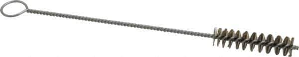 PRO-SOURCE - 2-1/2" Long x 5/8" Diam Stainless Steel Twisted Wire Bristle Brush - Single Spiral, 9" OAL, 0.008" Wire Diam, 0.142" Shank Diam - Apex Tool & Supply