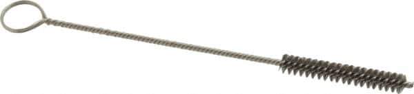 Made in USA - 1-1/2" Long x 1/4" Diam Stainless Steel Twisted Wire Bristle Brush - Double Spiral, 5-1/2" OAL, 0.003" Wire Diam, 0.062" Shank Diam - Apex Tool & Supply