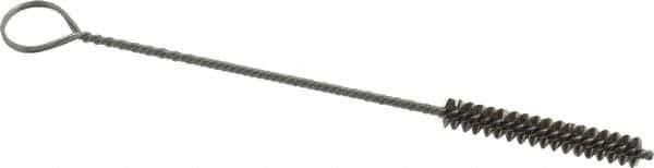 Made in USA - 1-1/2" Long x 1/4" Diam Stainless Steel Twisted Wire Bristle Brush - Double Spiral, 5-1/2" OAL, 0.003" Wire Diam, 0.091" Shank Diam - Apex Tool & Supply