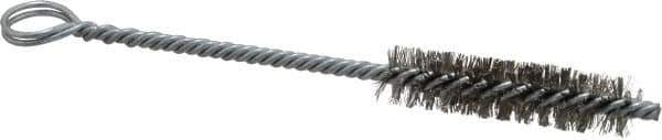 Made in USA - 2" Long x 1/2" Diam Stainless Steel Twisted Wire Bristle Brush - Double Spiral, 5-1/2" OAL, 0.006" Wire Diam, 0.162" Shank Diam - Apex Tool & Supply