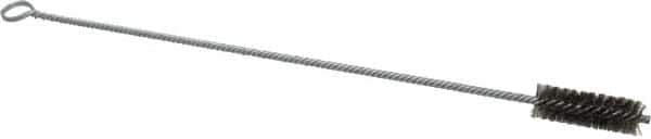 Made in USA - 2-1/2" Long x 7/8" Diam Stainless Steel Twisted Wire Bristle Brush - Double Spiral, 18" OAL, 0.006" Wire Diam, 0.235" Shank Diam - Apex Tool & Supply