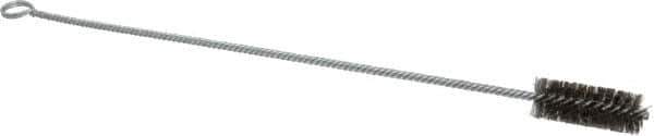 Made in USA - 2-1/2" Long x 1" Diam Stainless Steel Twisted Wire Bristle Brush - Double Spiral, 18" OAL, 0.006" Wire Diam, 0.235" Shank Diam - Apex Tool & Supply