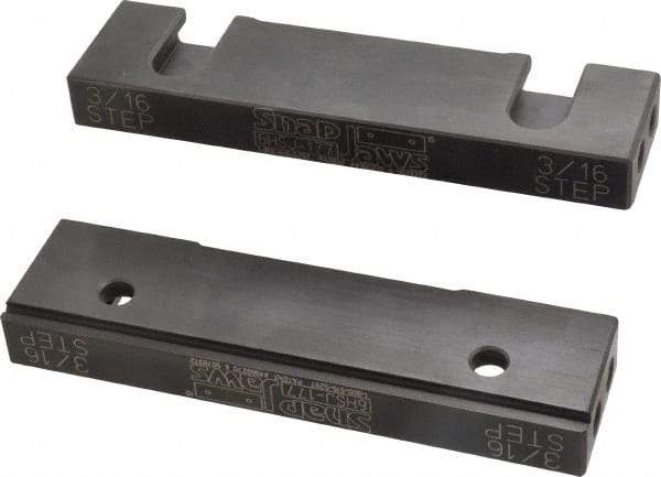 Snap Jaws - 6" Wide x 1.53" High x 0.73" Thick, Step Vise Jaw - Hard, Steel, Fixed Jaw, Compatible with 6" Vises - Apex Tool & Supply