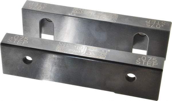Snap Jaws - 6" Wide x 1.53" High x 0.73" Thick, Step Vise Jaw - Hard, Steel, Fixed Jaw, Compatible with 6" Vises - Apex Tool & Supply