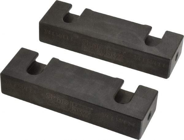 Snap Jaws - 4" Wide x 1-1/4" High x 3/4" Thick, Flat/No Step Vise Jaw - Soft, Steel, Fixed Jaw, Compatible with 4" Vises - Apex Tool & Supply