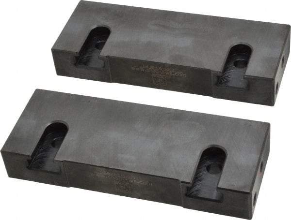 Snap Jaws - 6" Wide x 2-1/4" High x 1" Thick, Flat/No Step Vise Jaw - Soft, Steel, Fixed Jaw, Compatible with 6" Vises - Apex Tool & Supply