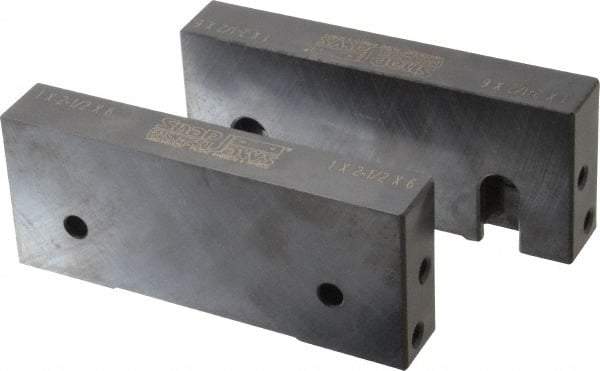 Snap Jaws - 6" Wide x 2-1/2" High x 1" Thick, Flat/No Step Vise Jaw - Soft, Steel, Fixed Jaw, Compatible with 6" Vises - Apex Tool & Supply