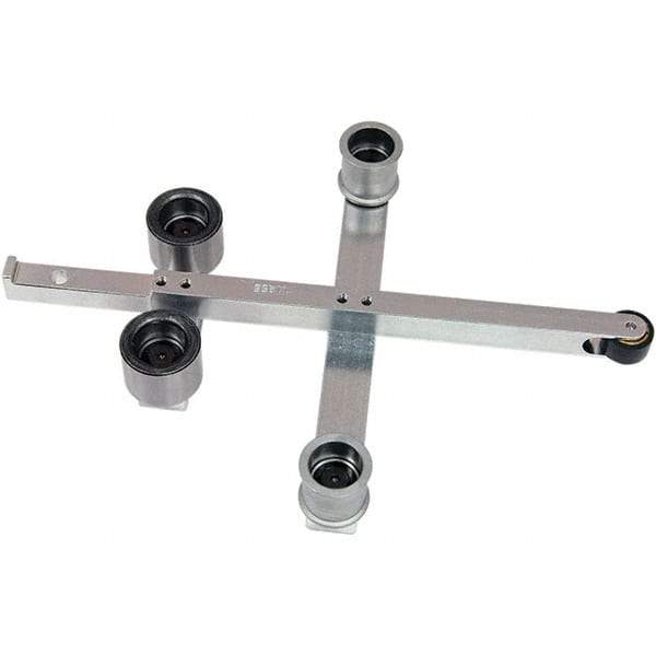 Dynabrade - 3/8" Wide Contact Wheel Assembly Arm - 34" Belt Length x 1/2" Belt Width, Crowned, Rubber, 70" Contact Wheel Diam - Apex Tool & Supply