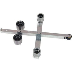 Dynabrade - 3/8" Wide Contact Wheel Assembly Arm - 34" Belt Length x 1/2" Belt Width, Crowned, Rubber, 70" Contact Wheel Diam - Apex Tool & Supply