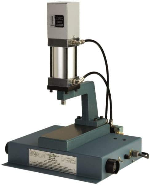 JT&M - 3/4" Ram, 6-1/32" Throat Depth, 660 Lb Pneumatic Arbor Press - 5-5/32" Max Work Height x 14-1/4" Max Work Width, 18.38" Base Width x 18.62" Base Depth - Apex Tool & Supply