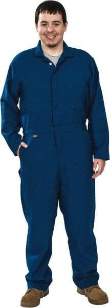 Stanco Safety Products - Size L, Royal Blue, Zipper, Flame Resistant/Retardant Coverall - 42 to 44" Chest, Nomex, 7 Pockets, Elastic Waistband, Full Action Back, 2-Way Concealed Zipper - Apex Tool & Supply