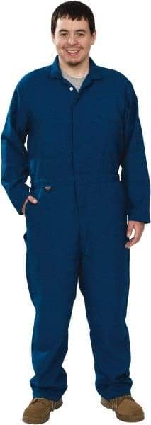 Stanco Safety Products - Size XL, Royal Blue, Zipper, Flame Resistant/Retardant Coverall - 46 to 48" Chest, Nomex, 7 Pockets, Elastic Waistband, Full Action Back, 2-Way Concealed Zipper - Apex Tool & Supply