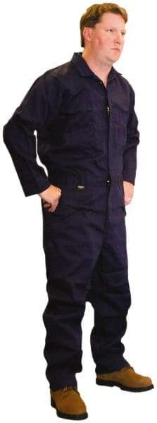 Stanco Safety Products - Size XL, Navy Blue, Zipper, Flame Resistant/Retardant Coverall - 46 to 48" Chest, Nomex, 7 Pockets, Elastic Waistband, Full Action Back, 2-Way Concealed Zipper - Apex Tool & Supply