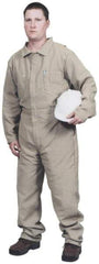 Stanco Safety Products - Size M, Khaki, Zipper, Flame Resistant/Retardant Coverall - 38 to 40" Chest, Nomex, 7 Pockets, Elastic Waistband, Full Action Back, 2-Way Concealed Zipper - Apex Tool & Supply