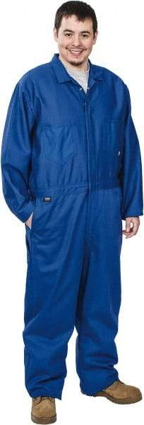 Stanco Safety Products - Size XL, Royal Blue, Zipper, Flame Resistant/Retardant Coverall - 46 to 48" Chest, Indura, 7 Pockets, Elastic Waistband, Full Action Back, 2-Way Concealed Zipper - Apex Tool & Supply