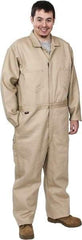 Stanco Safety Products - Size 2XL, Tan, Zipper, Flame Resistant/Retardant Coverall - 50 to 52" Chest, Indura, 7 Pockets, Elastic Waistband, Full Action Back, 2-Way Concealed Zipper - Apex Tool & Supply
