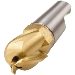 Seco - MM08 E03 Grade F30M Carbide End Milling Tip Insert - TiAlN/TiN Finish, 3 Flutes, 0.315" Cutting Diam, 0.394" Depth of Cut, 0.512" Extension, 0.157" Cnr Rad - Apex Tool & Supply