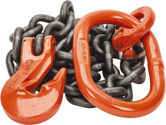Pewag - 5' Long x 10" Wide, 8,800 Lb Basket Capacity, 8,800 Lb Vertical Capacity, Alloy Steel Web Sling - SOG Chain Sling, 3/8" Diam Chain, Self-Colored, with Grab Hook & Master Link - Apex Tool & Supply