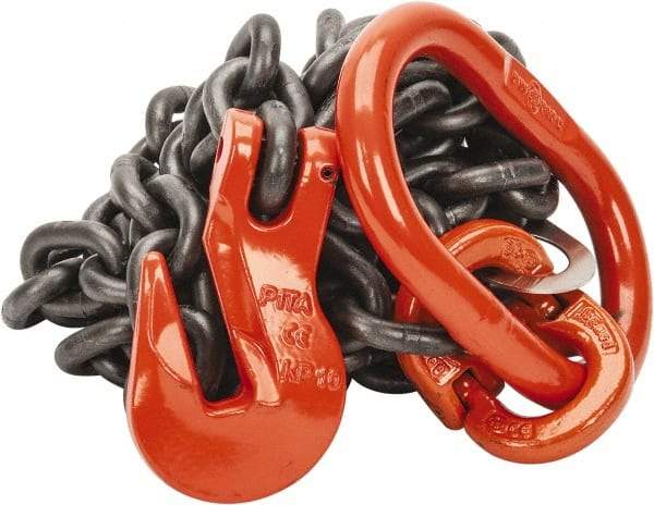 Pewag - 10' Long x 10" Wide, 8,800 Lb Basket Capacity, 8,800 Lb Vertical Capacity, Alloy Steel Web Sling - SOG Chain Sling, 3/8" Diam Chain, Self-Colored, with Grab Hook & Master Link - Apex Tool & Supply