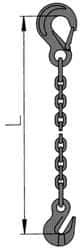 Pewag - 10' Long, 17,900 Lb Basket Capacity, 17,900 Lb Vertical Capacity, 1 Ply, Alloy Steel Web Sling - 17,900 Lb Choker Capacity, SSG Chain Sling, 1/2" Diam Chain, Blue, with Grab Hook & Sling Hook - Apex Tool & Supply