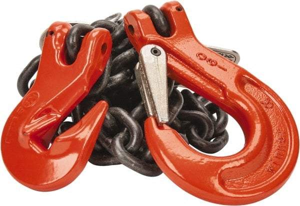 Pewag - 5' Long x 10" Wide, 4,300 Lb Basket Capacity, 4,300 Lb Vertical Capacity, Alloy Steel Web Sling - SSG Chain Sling, 9/32" Diam Chain, Self-Colored, with Grab Hook & Sling Hook - Apex Tool & Supply