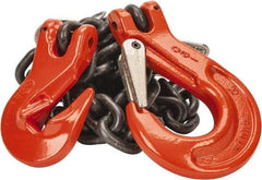Pewag - 5' Long x 10" Wide, 4,300 Lb Basket Capacity, 4,300 Lb Vertical Capacity, Alloy Steel Web Sling - SSG Chain Sling, 9/32" Diam Chain, Self-Colored, with Grab Hook & Sling Hook - Apex Tool & Supply
