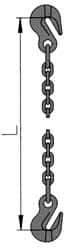 Pewag - 5' Long, 17,900 Lb Basket Capacity, 17,900 Lb Vertical Capacity, 1 Ply, Alloy Steel Web Sling - 17,900 Lb Choker Capacity, SGG Chain Sling, 1/2" Diam Chain, Blue, with 1 Grab Hook on Each End - Apex Tool & Supply