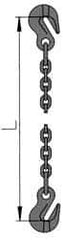Pewag - 5' Long, 17,900 Lb Basket Capacity, 17,900 Lb Vertical Capacity, 1 Ply, Alloy Steel Web Sling - 17,900 Lb Choker Capacity, SGG Chain Sling, 1/2" Diam Chain, Blue, with 1 Grab Hook on Each End - Apex Tool & Supply