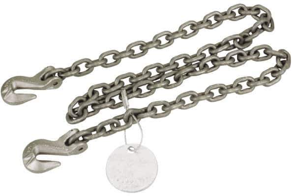 Pewag - 10' Long, 2,100 Lb Basket Capacity, 2,100 Lb Vertical Capacity, Alloy Steel Web Sling - SGG Chain Sling, 7/32" Diam Chain, Silver (Color), with 2 Grab Hooks - Apex Tool & Supply