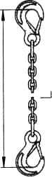 Pewag - 5' Long, 11,000 Lb Basket Capacity, 11,000 Lb Vertical Capacity, Stainless Steel Web Sling - SSS Chain Sling, 5/8" Diam Chain, Bright Polish, with 2 Sling Hooks - Apex Tool & Supply