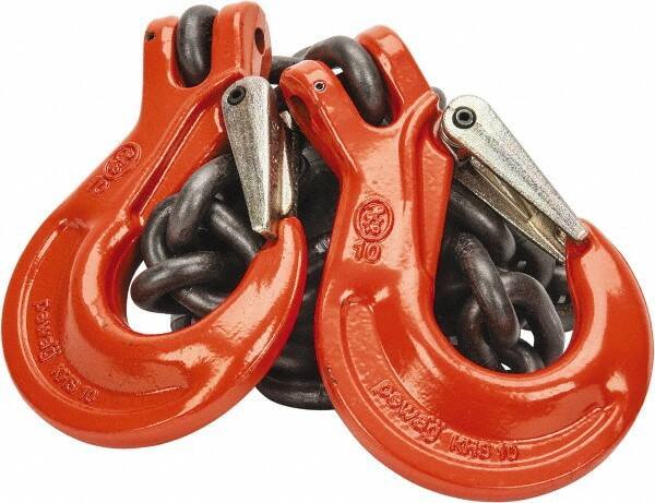 Pewag - 5' Long x 10" Wide, 8,800 Lb Basket Capacity, 8,800 Lb Vertical Capacity, Alloy Steel Web Sling - SSS Chain Sling, 3/8" Diam Chain, Self-Colored, with 2 Sling Hooks - Apex Tool & Supply