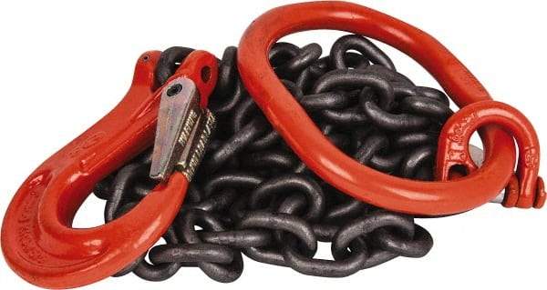 Pewag - 5' Long x 10" Wide, 2,700 Lb Basket Capacity, 2,700 Lb Vertical Capacity, Alloy Steel Web Sling - SOS Chain Sling, 7/32" Diam Chain, Self-Colored, with Sling Hook & Master Link - Apex Tool & Supply