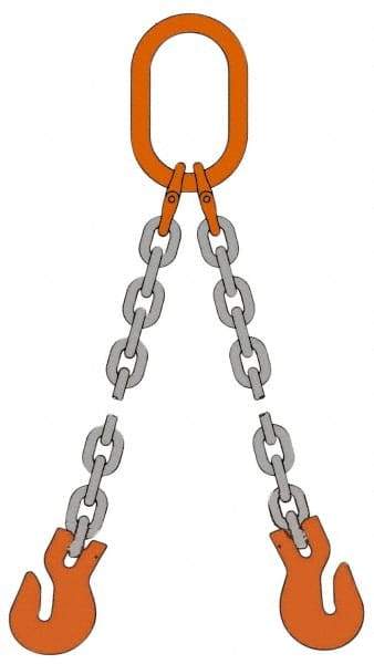 Pewag - 10' Long x 10" Wide, 15,200 Lb Basket Capacity, 15,200 Lb Vertical Capacity, Alloy Steel Web Sling - DOG Chain Sling, 3/8" Diam Chain, Self-Colored, with 2 Grab Hooks & Master Link - Apex Tool & Supply