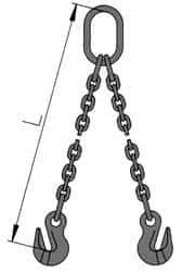 Pewag - 5' Long x 10" Wide, 26,000 Lb Basket Capacity, 26,000 Lb Vertical Capacity, Alloy Steel Web Sling - DOG Chain Sling, 1/2" Diam Chain, Self-Colored, with 2 Grab Hooks & Master Link - Apex Tool & Supply